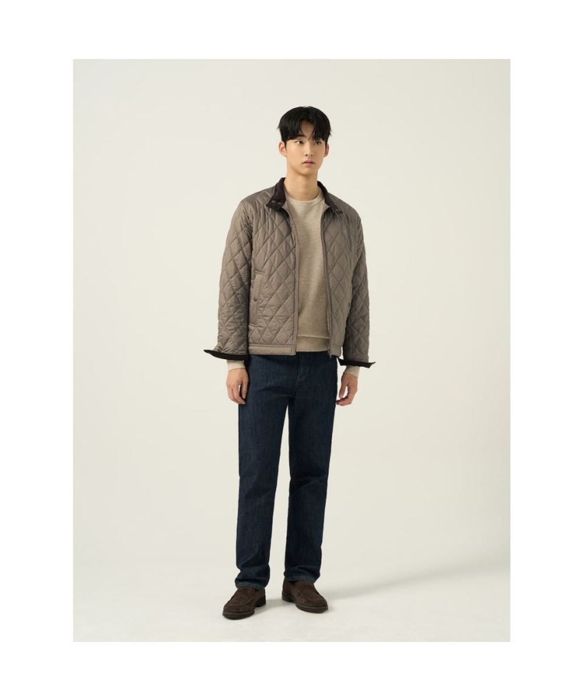 빈폴 멘(BEANPOLE MEN) [Essential] 다이아 패딩 해링턴 재킷  베이지