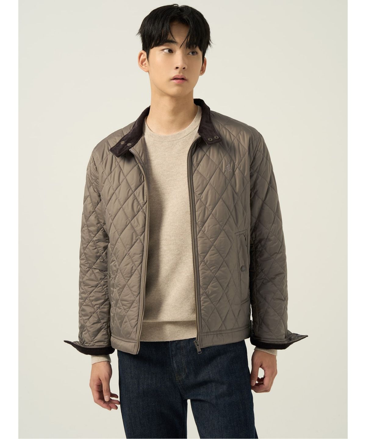 빈폴 멘(BEANPOLE MEN) [Essential] 다이아 패딩 해링턴 재킷  베이지