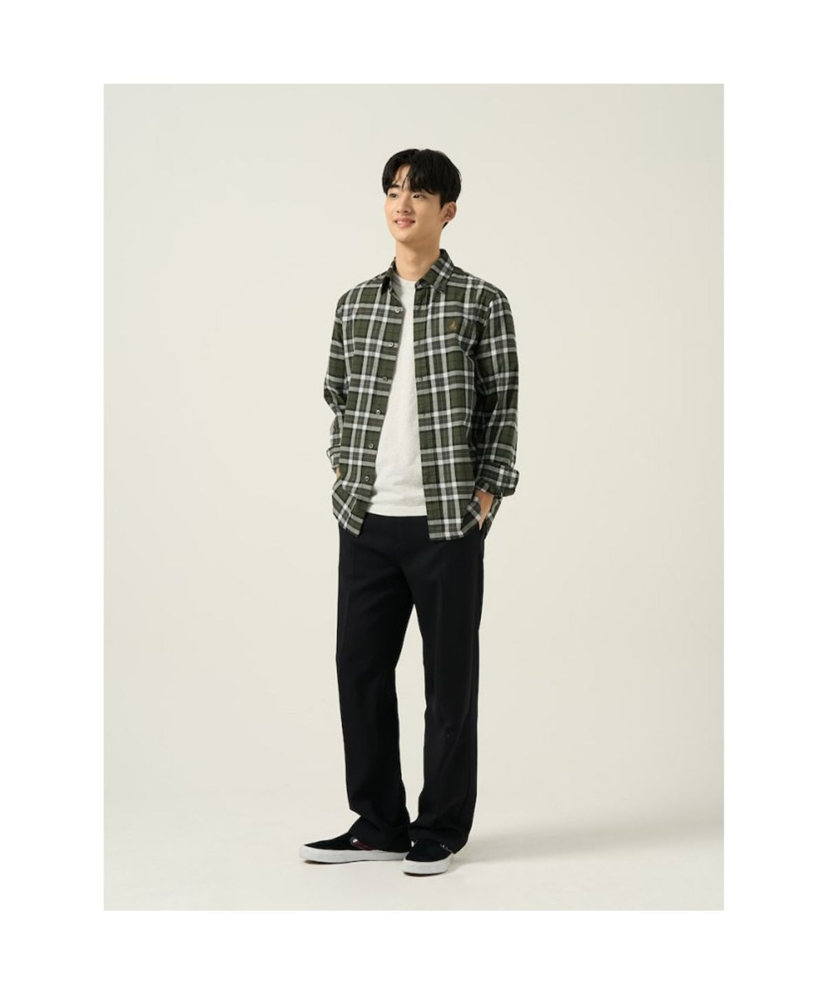 빈폴 멘(BEANPOLE MEN) 플란넬 미디엄 체크 셔츠  카키