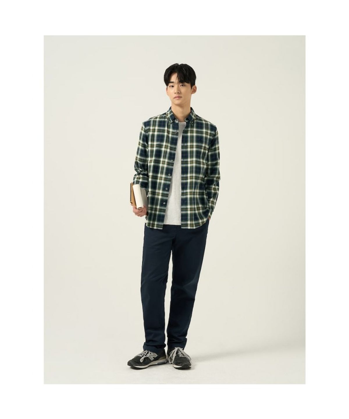 빈폴 멘(BEANPOLE MEN) 플란넬 미디엄 체크 셔츠  네이비