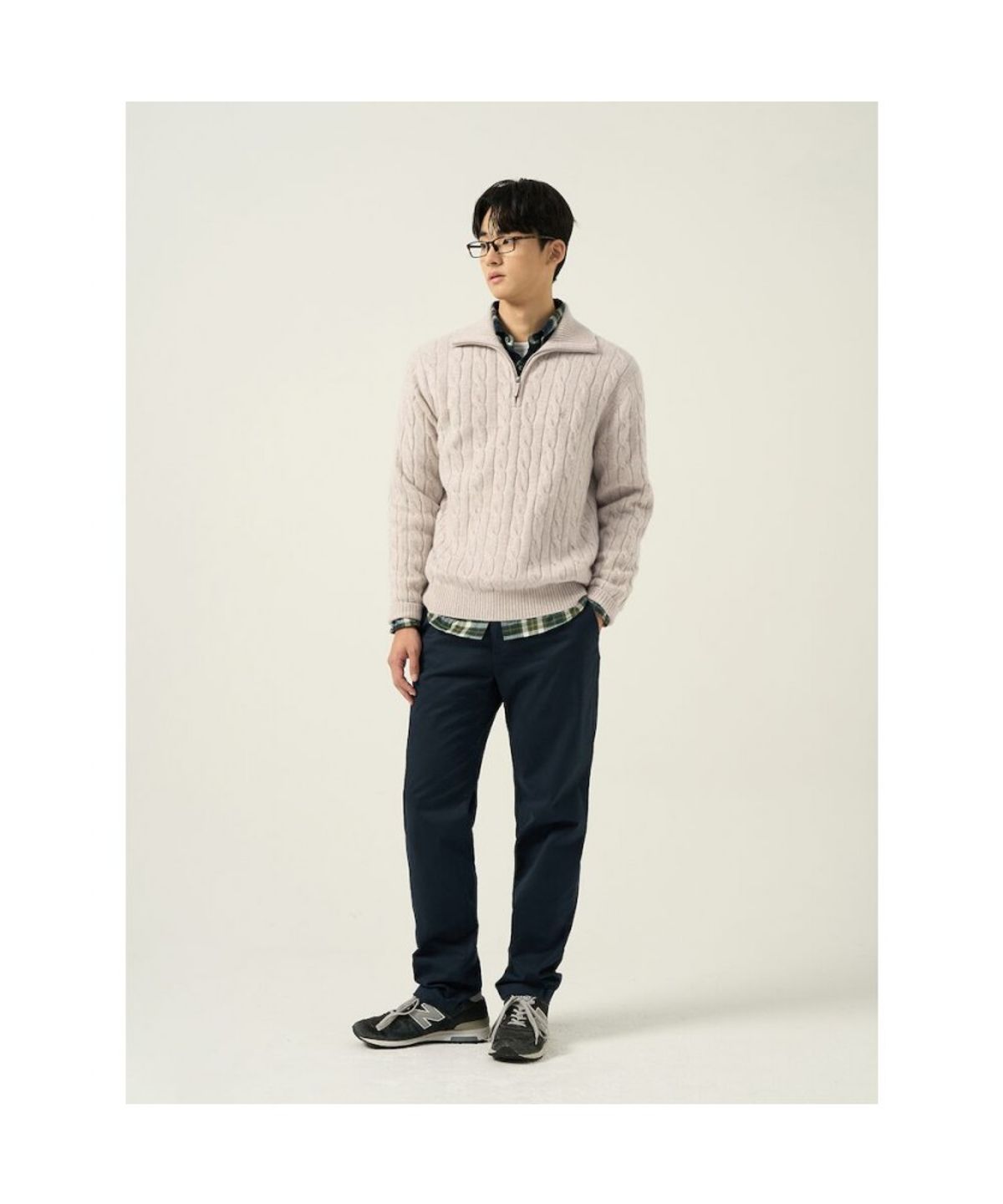 빈폴 멘(BEANPOLE MEN) 플란넬 미디엄 체크 셔츠  네이비