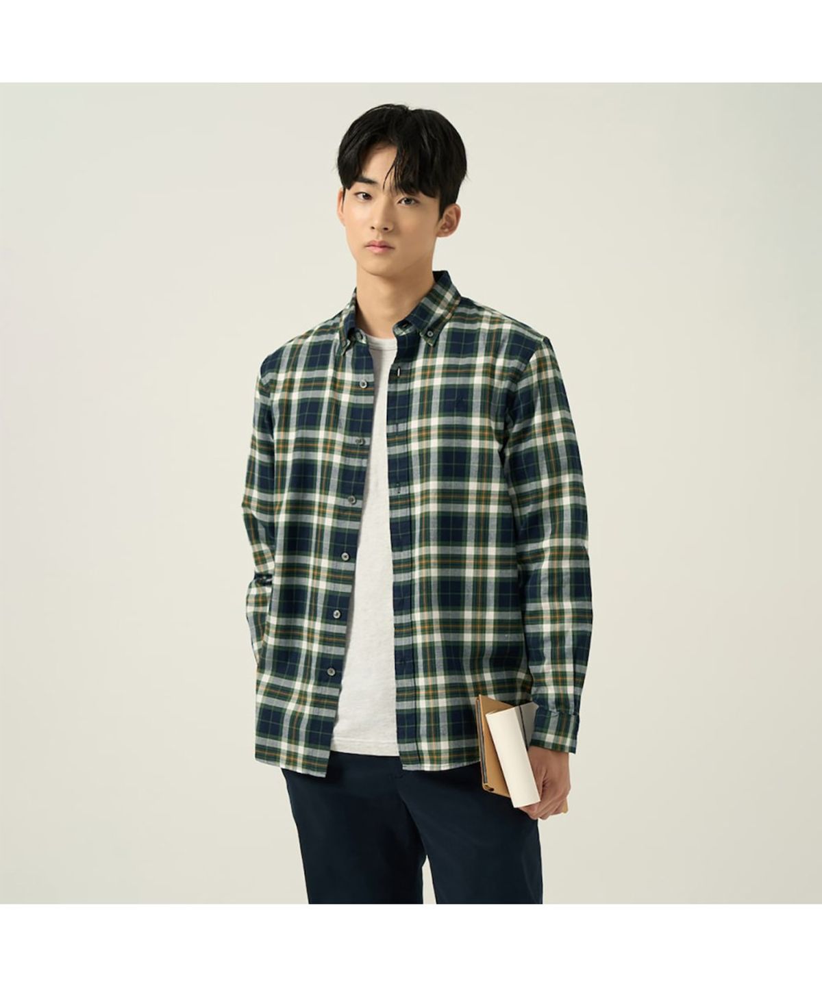 빈폴 멘(BEANPOLE MEN) 플란넬 미디엄 체크 셔츠  네이비
