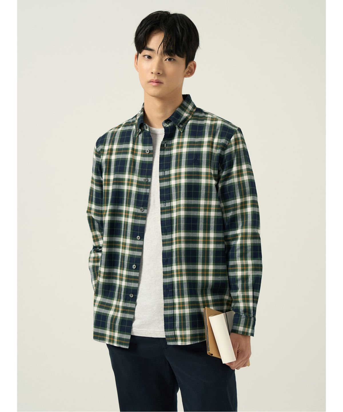 빈폴 멘(BEANPOLE MEN) 플란넬 미디엄 체크 셔츠  네이비