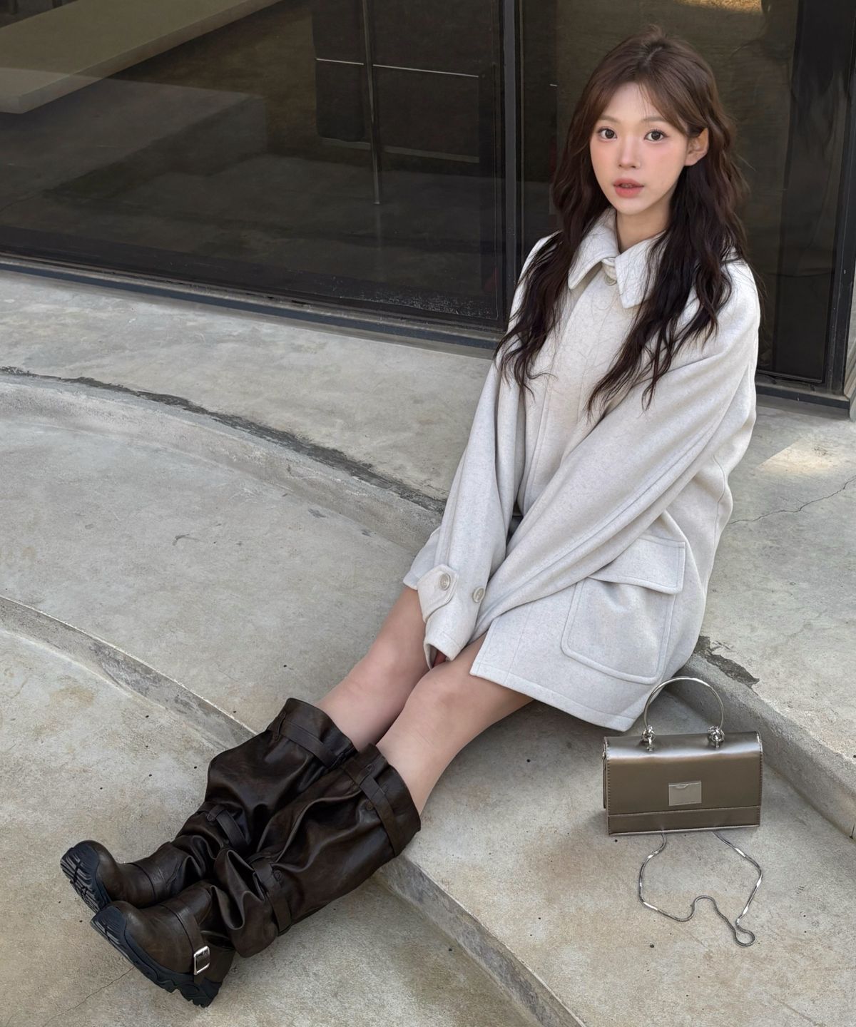 어반디타입(URBANDTYPE) 보스턴 울 발마칸 하프 코트_오트밀