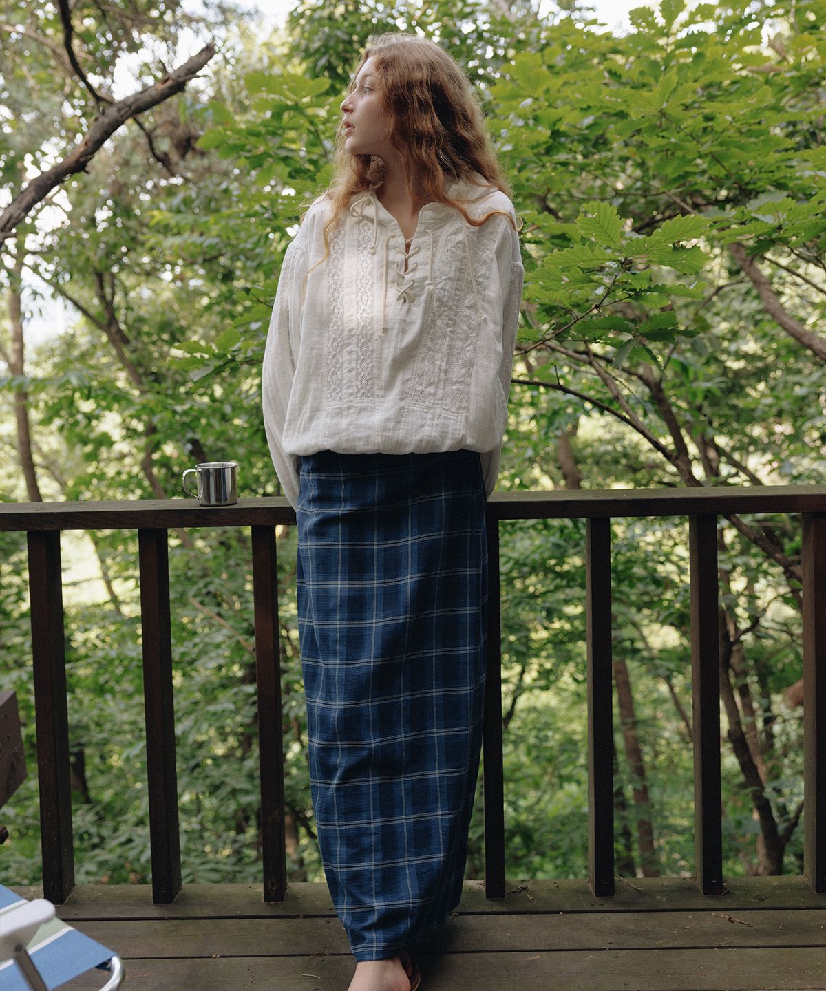 프리터(FRITUR) Check Maxi Skirt Blue_F253SK02