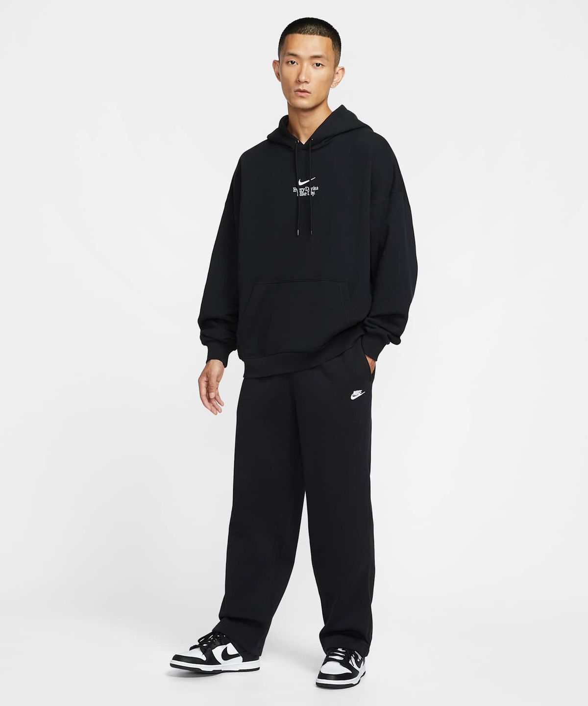 나이키(NIKE) 스포츠웨어 클럽 플리스 번지 팬츠 M - 블랙:화이트 / IF0489-010