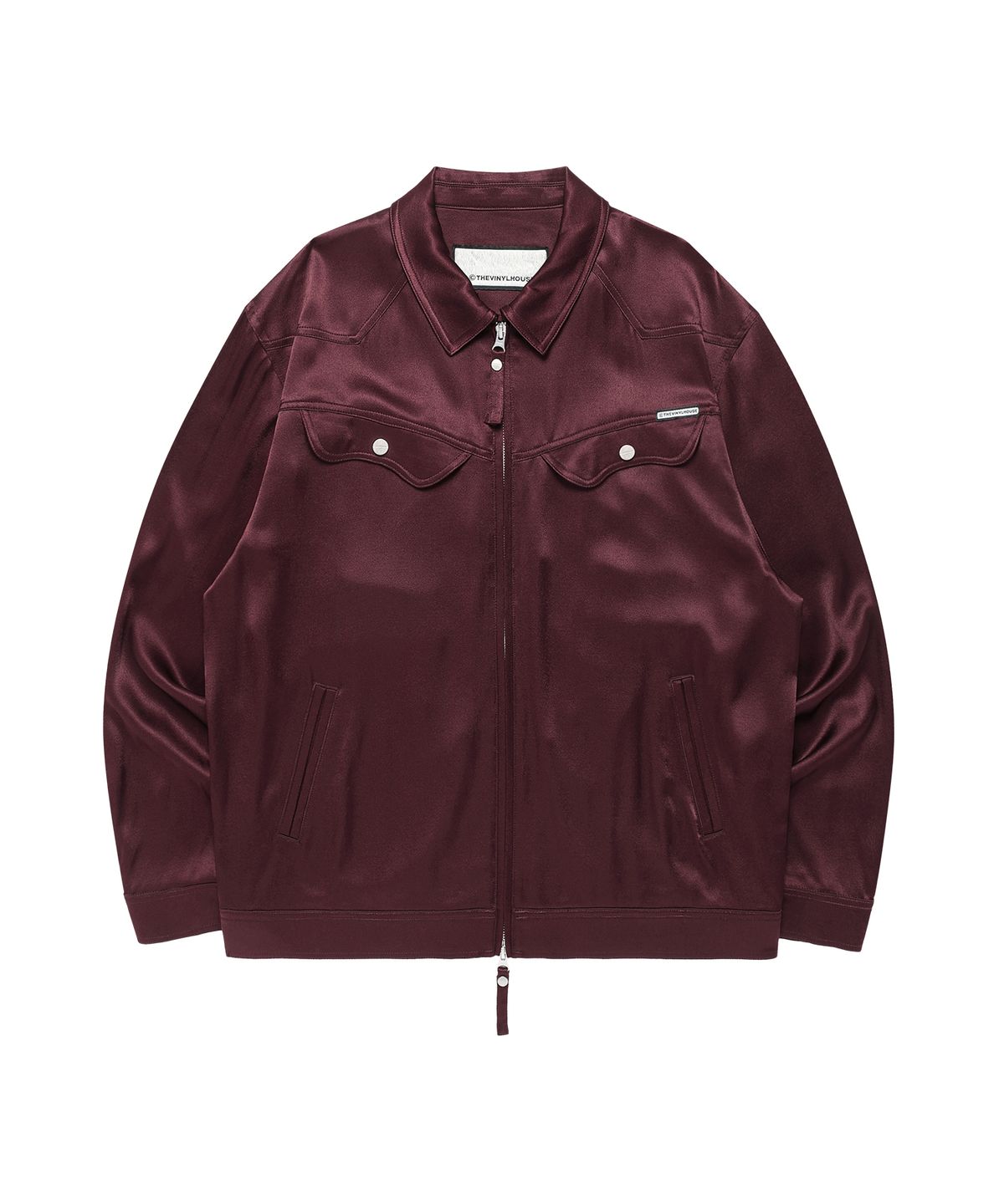 더바이닐하우스(THEVINYLHOUSE) SATIN COLLAR SINGLE JACKET BURGUNDY