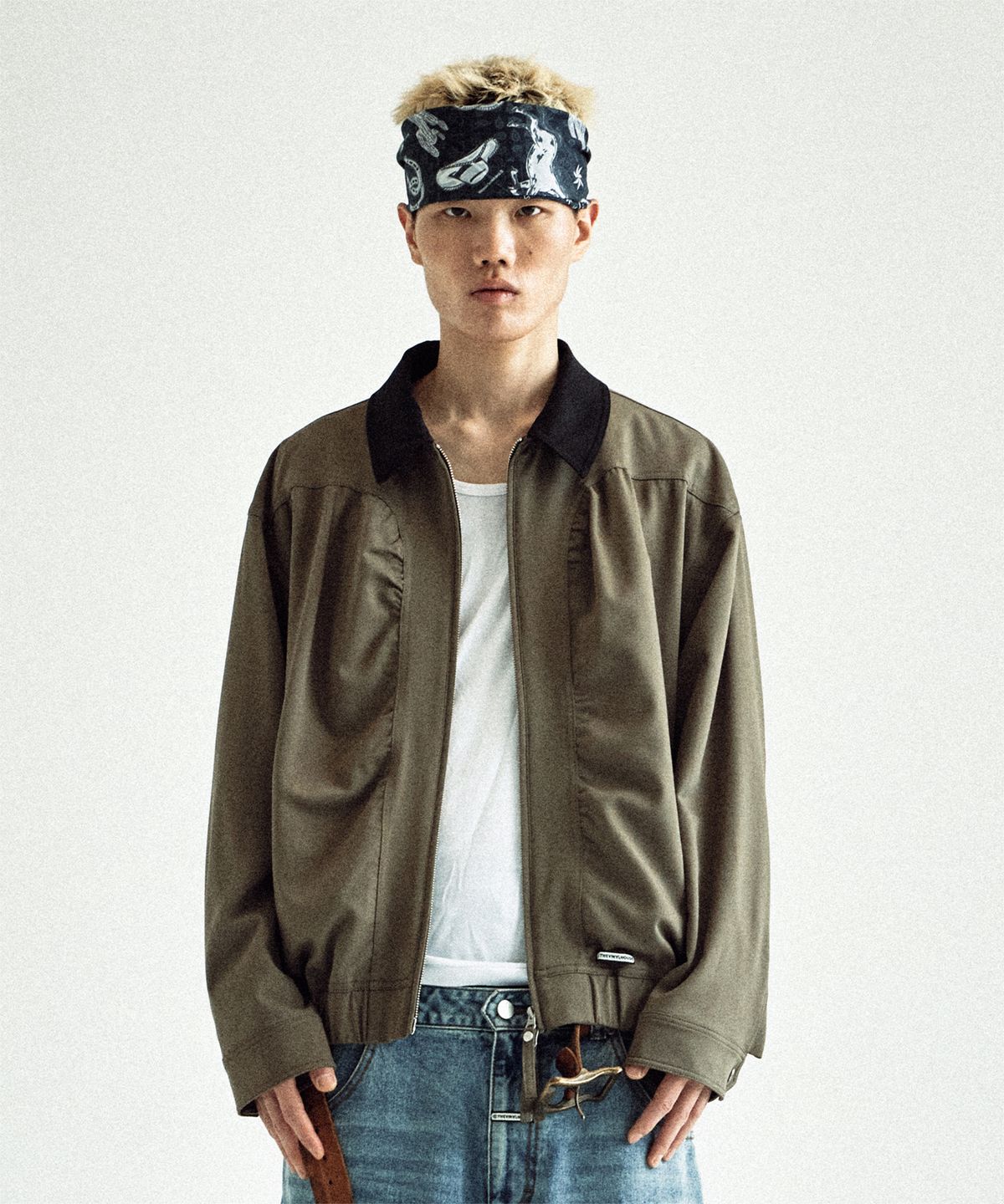 더바이닐하우스(THEVINYLHOUSE) MIXED COLLAR BLOUSON JACKET KHAKI