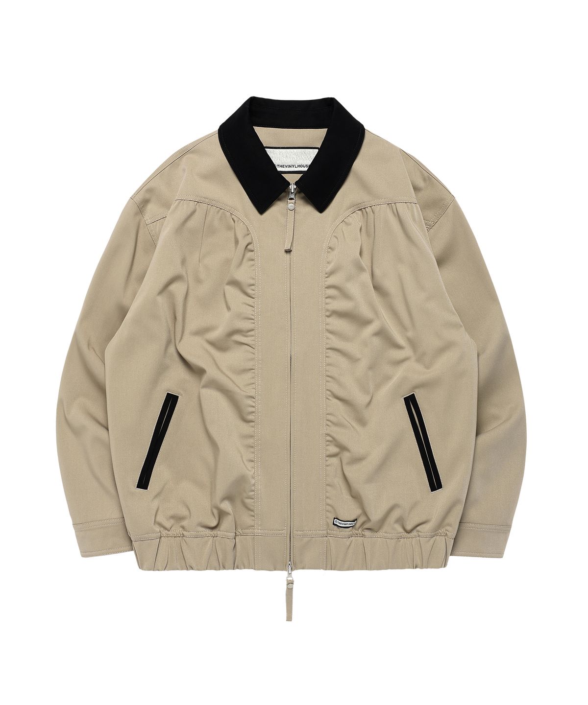 더바이닐하우스(THEVINYLHOUSE) MIXED COLLAR BLOUSON JACKET BEIGE