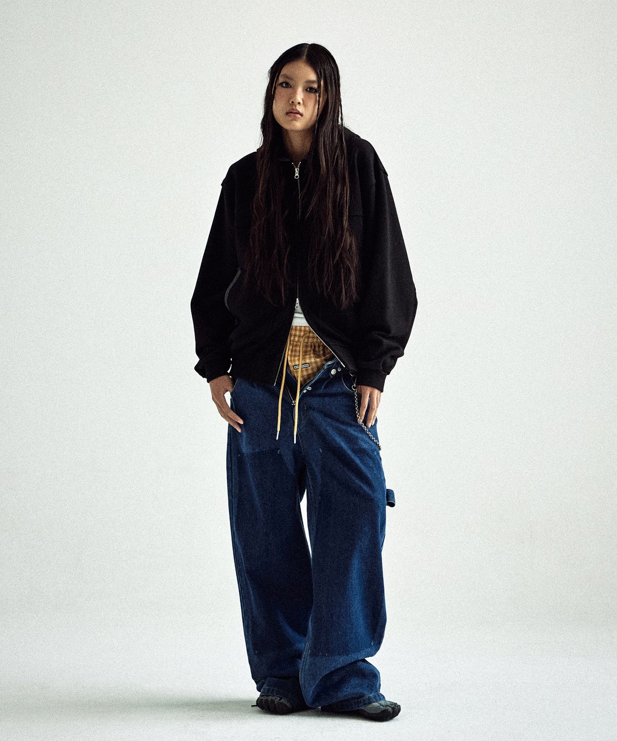 더바이닐하우스(THEVINYLHOUSE) DOUBLE KNEE DENIM PANTS BLUE