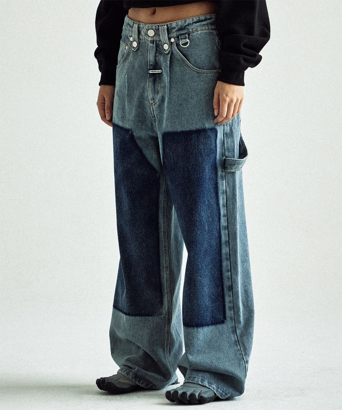 더바이닐하우스(THEVINYLHOUSE) DOUBLE KNEE DENIM PANTS LIGHT BLUE