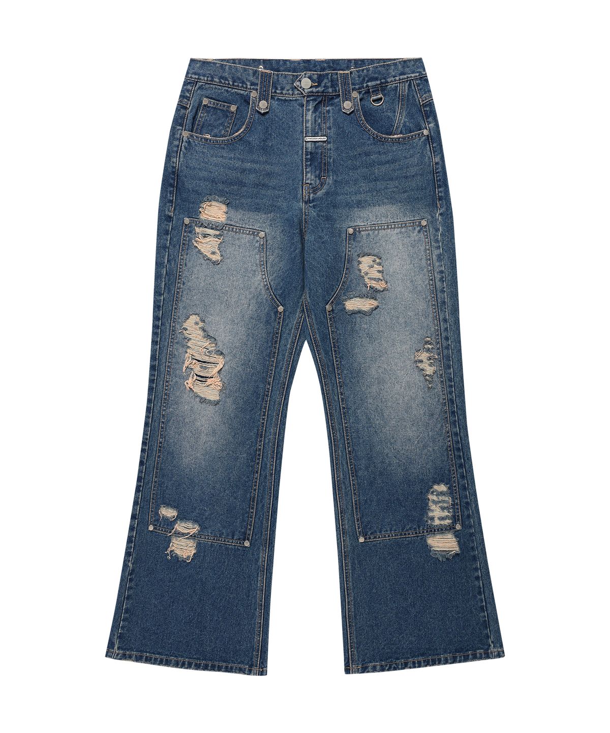 더바이닐하우스(THEVINYLHOUSE) DESTROYED BOOTS CUT DENIM PANTS BLUE