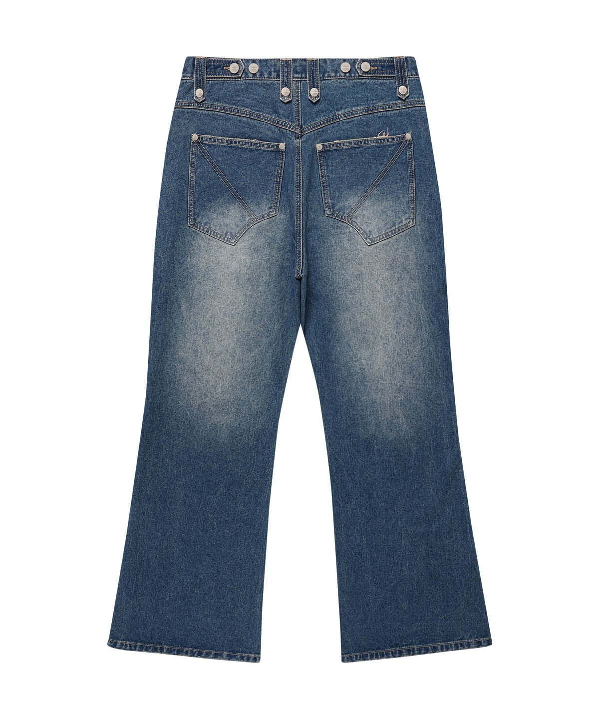 더바이닐하우스(THEVINYLHOUSE) DESTROYED BOOTS CUT DENIM PANTS BLUE