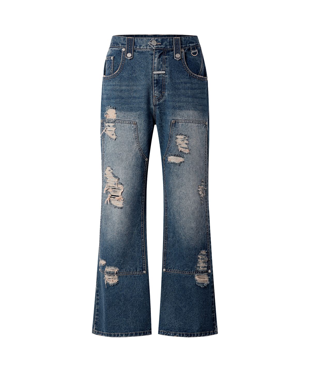 더바이닐하우스(THEVINYLHOUSE) DESTROYED BOOTS CUT DENIM PANTS BLUE