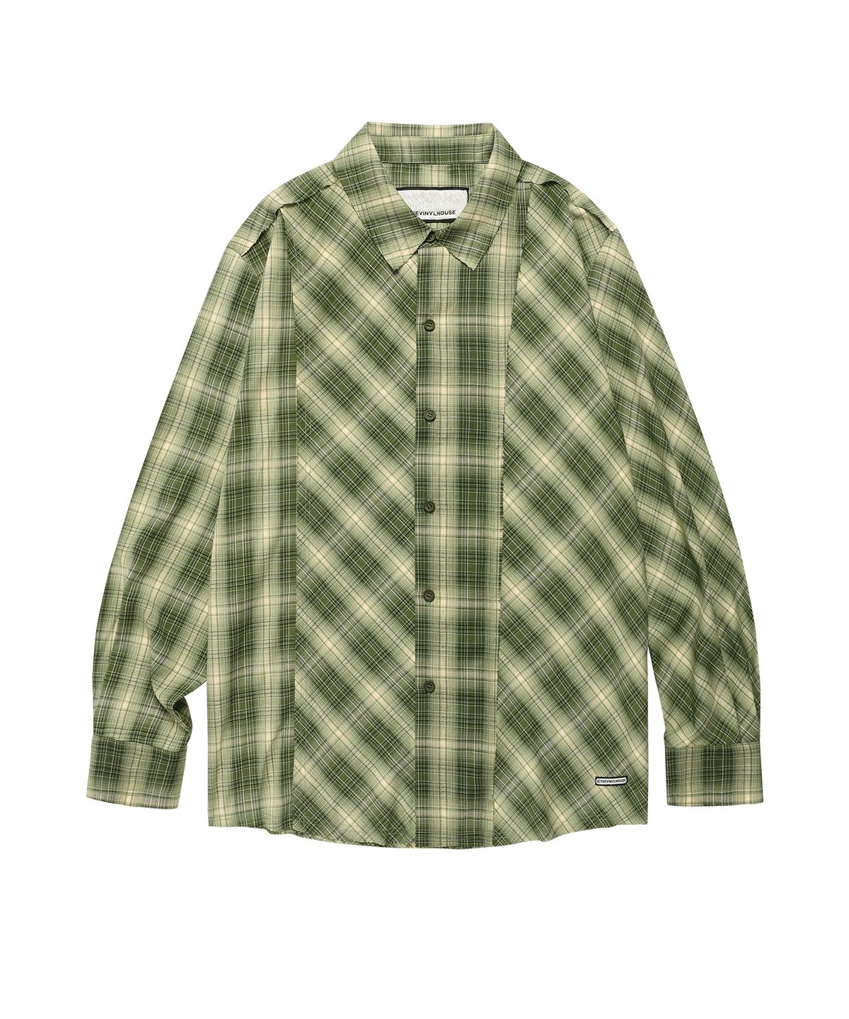 더바이닐하우스(THEVINYLHOUSE) UNBALANCE CHECK SHIRTS GREEN