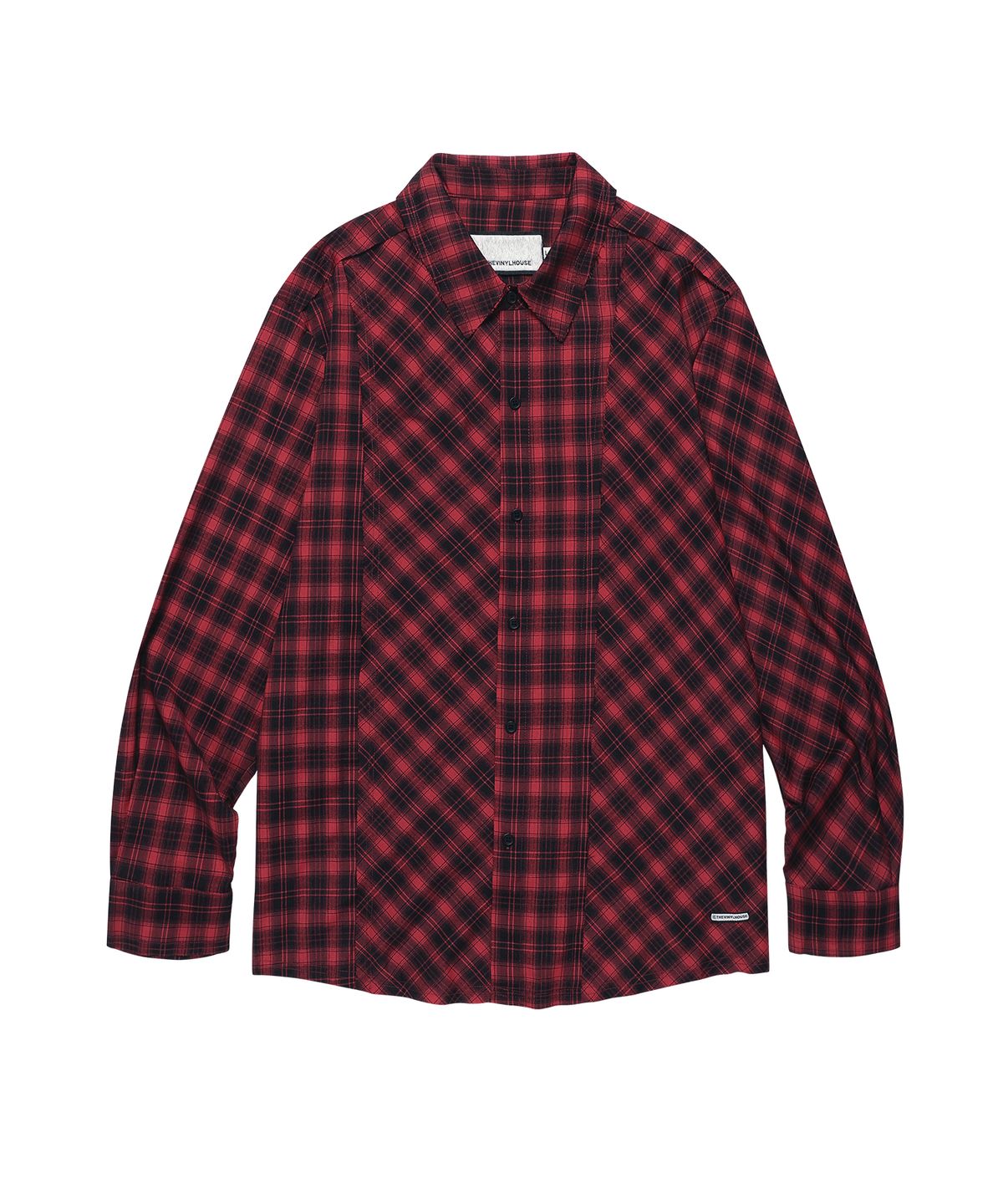 더바이닐하우스(THEVINYLHOUSE) UNBALANCE CHECK SHIRTS RED