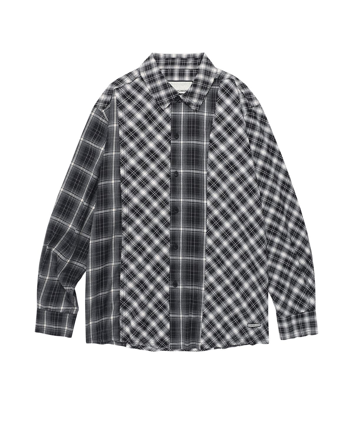 더바이닐하우스(THEVINYLHOUSE) UNBALANCE CHECK SHIRTS BLACK