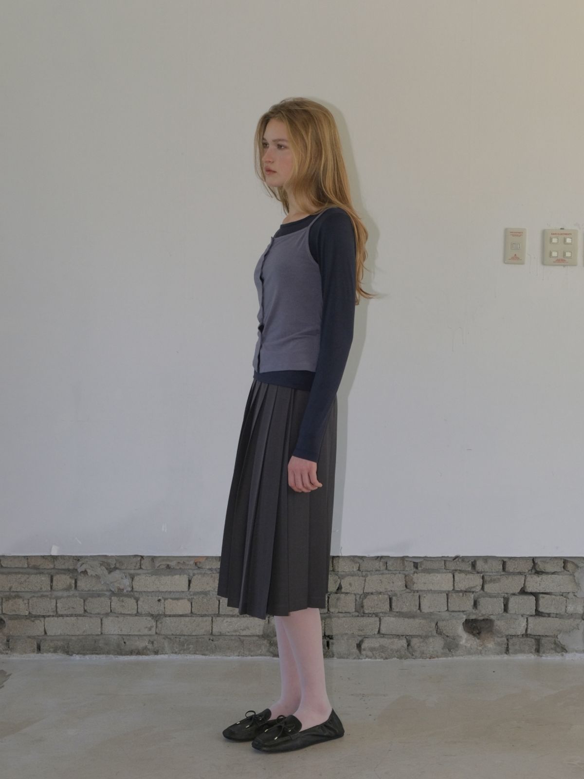 에트몽(ETMON) Cami Layered T-Shirt SET, Navy Grey