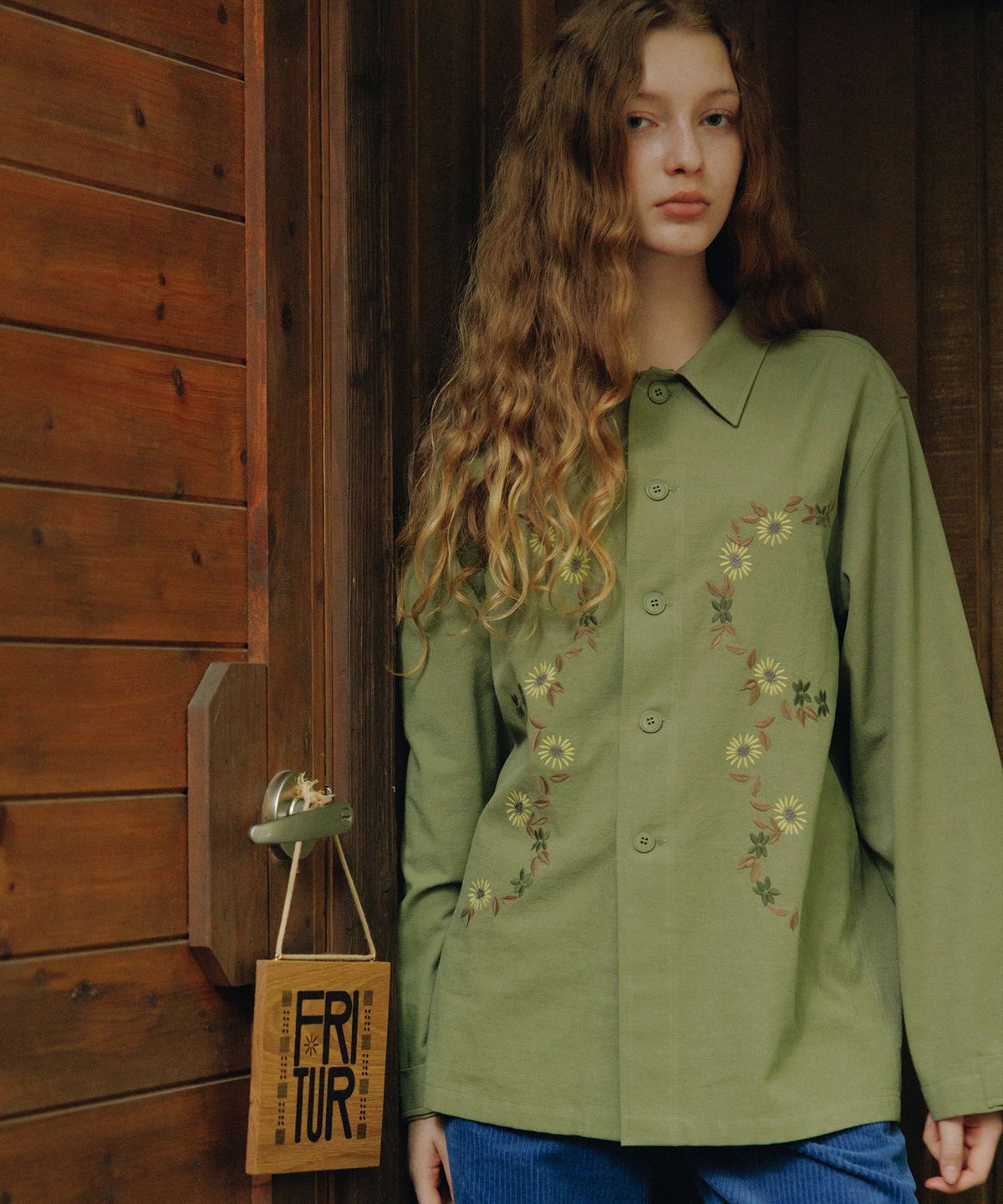 프리터(FRITUR) Flower Jardin Embroidery Shirt Khaki_F253ST07