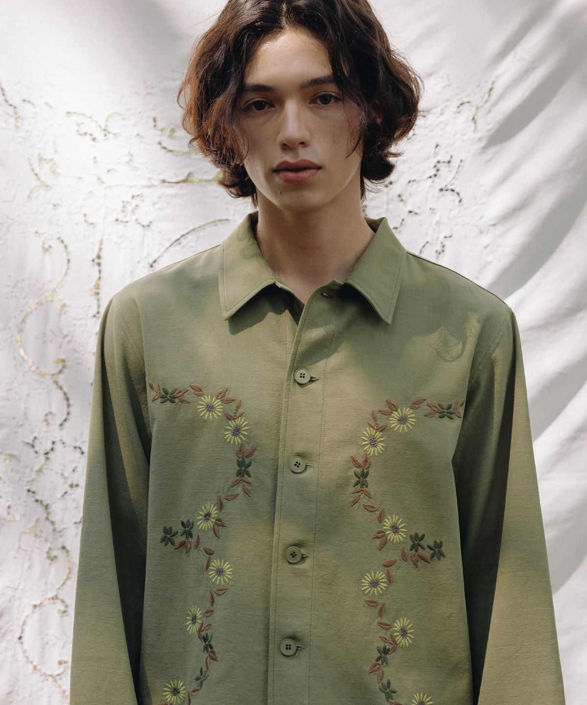 프리터(FRITUR) Flower Jardin Embroidery Shirt Khaki_F253ST07