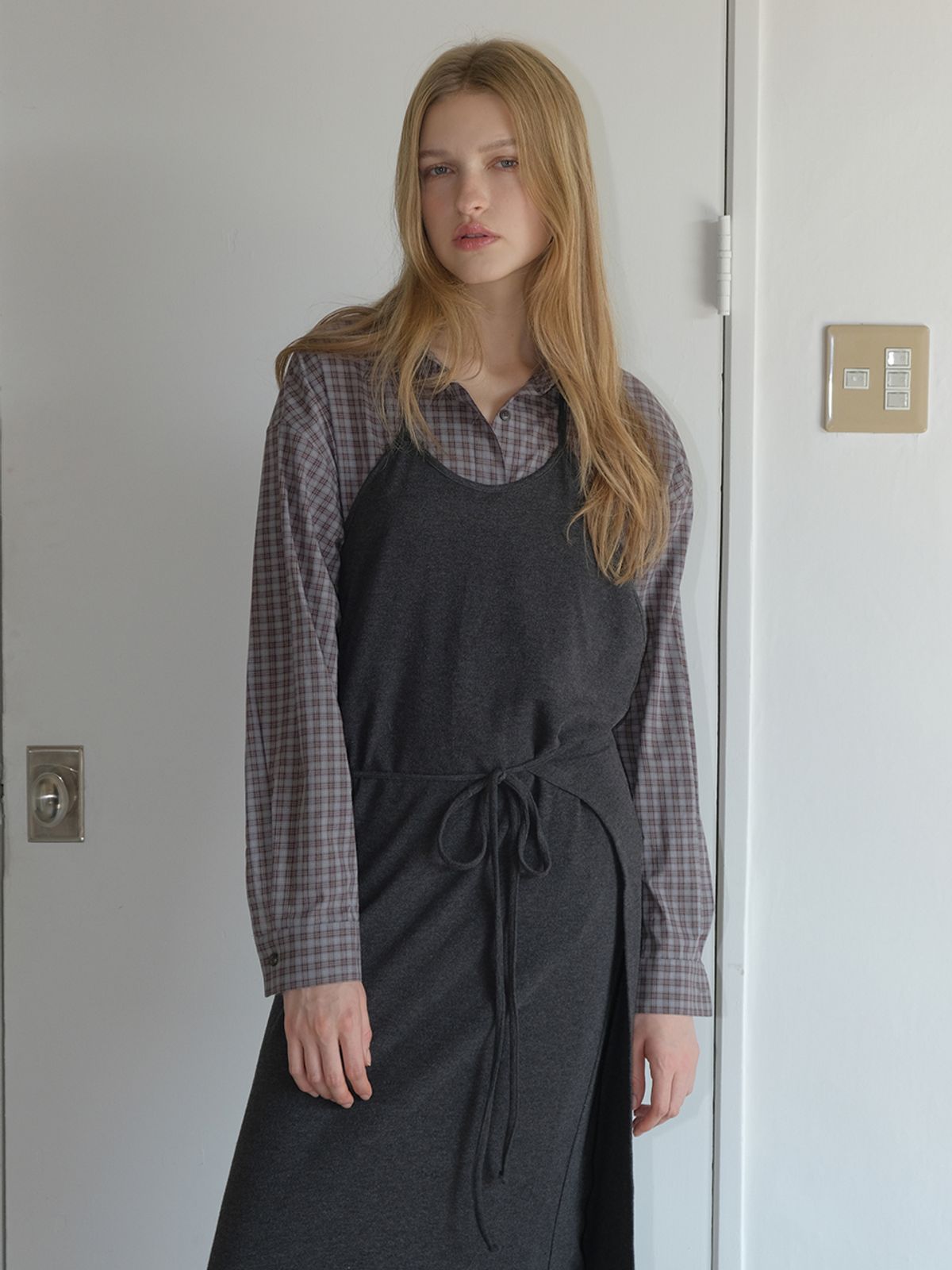 에트몽(ETMON) Halter Strap Long Dress, Charcoal