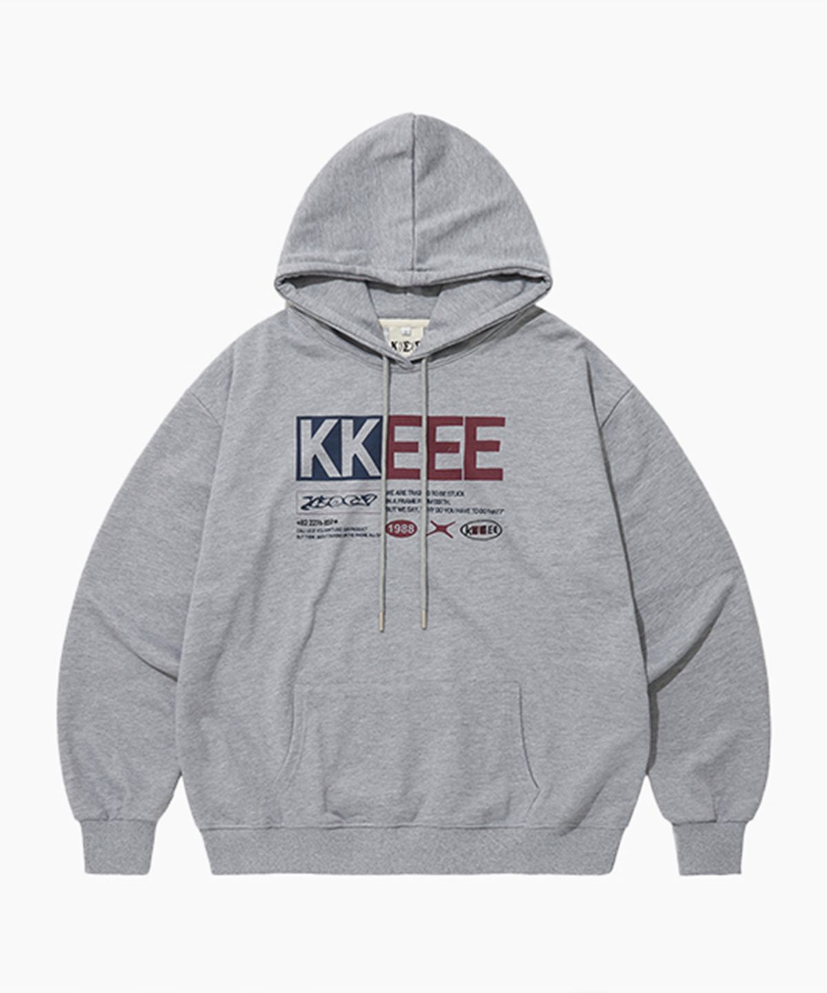 케이케이이이이(KKEEE) [기모선택]아이덴티티 박스 오버핏 후드티 [블랙]