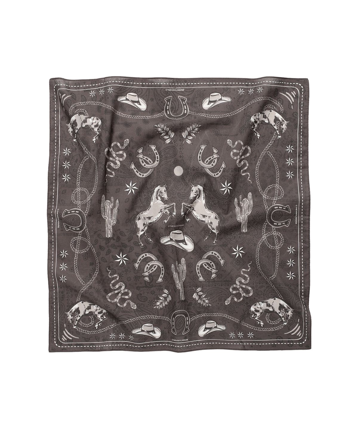 더바이닐하우스(THEVINYLHOUSE) TVH WESTERN PATTERN BANDANA BROWN