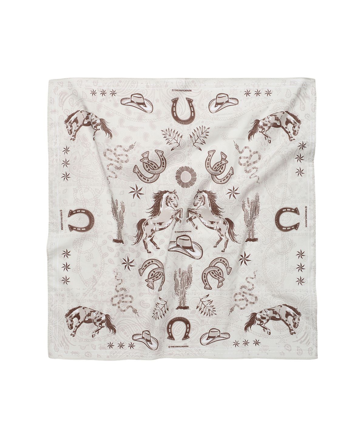 더바이닐하우스(THEVINYLHOUSE) TVH WESTERN PATTERN BANDANA CREAM