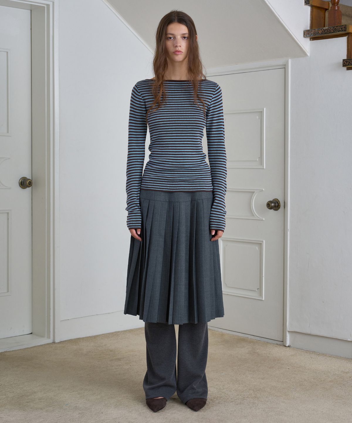 시메트릭 퍼센트(SYMMETRICPERCENT) Stripe 2-way Knit / Blue