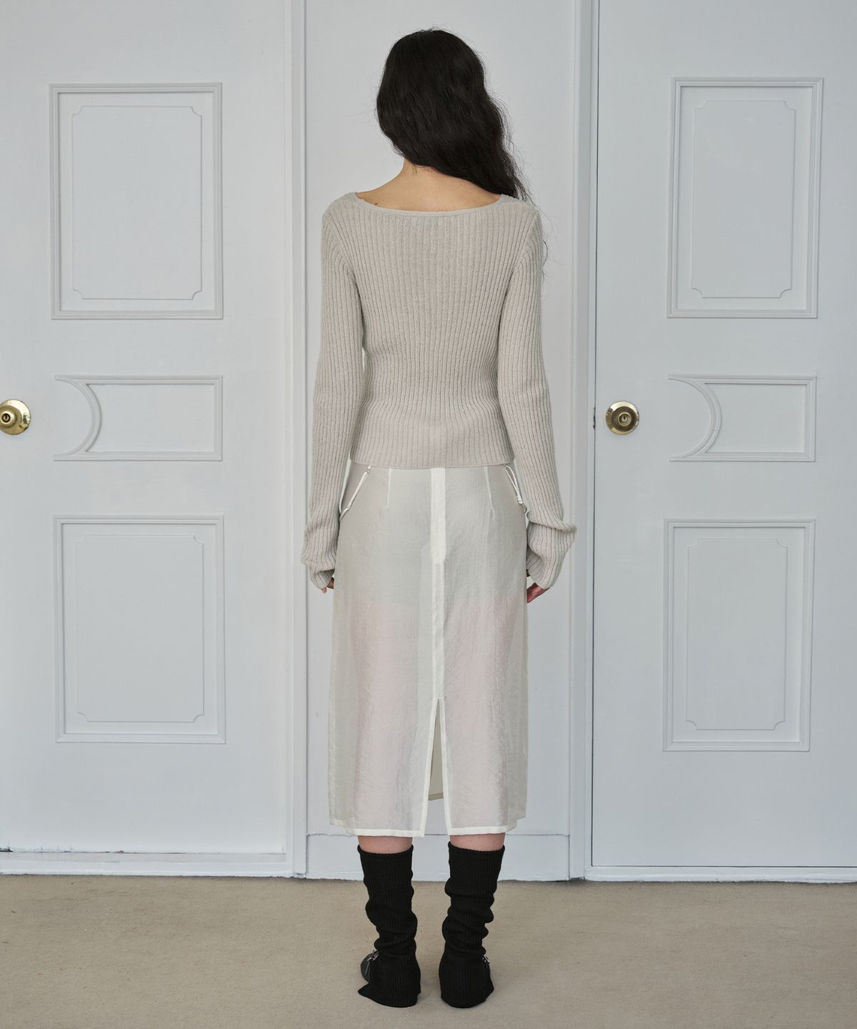 시메트릭 퍼센트(SYMMETRICPERCENT) Wrap Knit Top / Beige