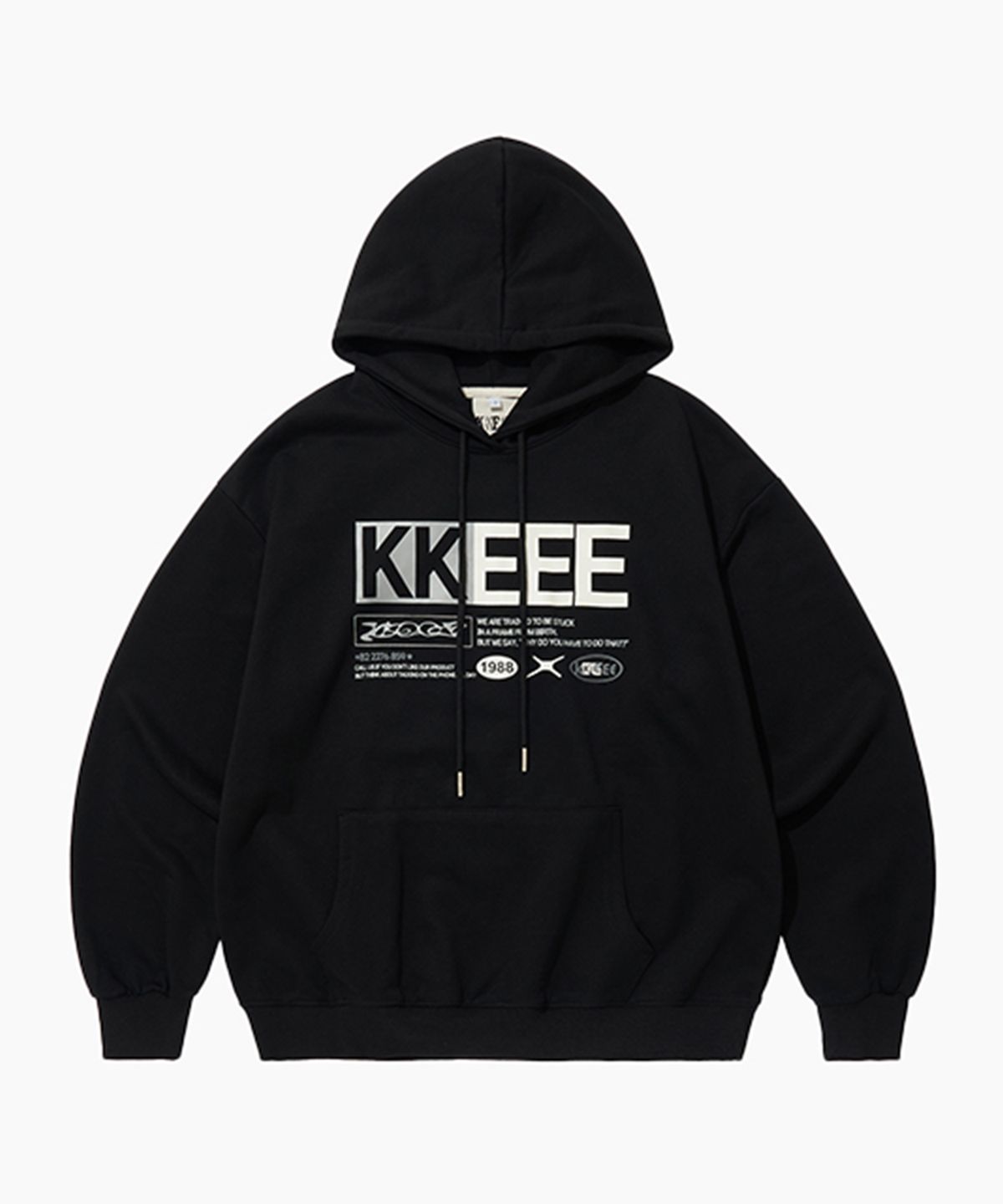 케이케이이이이(KKEEE) [기모선택]아이덴티티 박스 오버핏 후드티 [멜란지그레이]