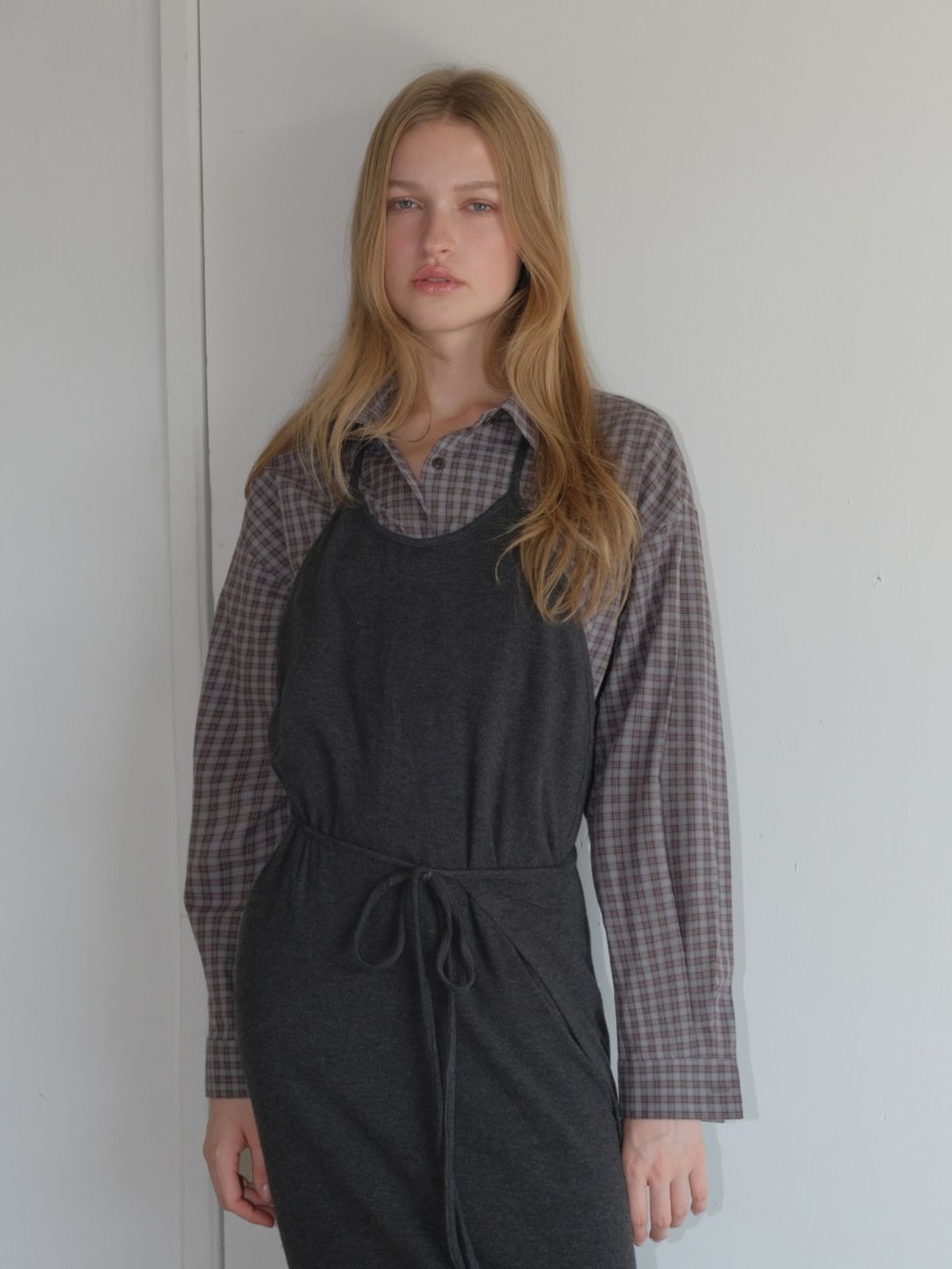 에트몽(ETMON) Oversized Check Shirt, Brown
