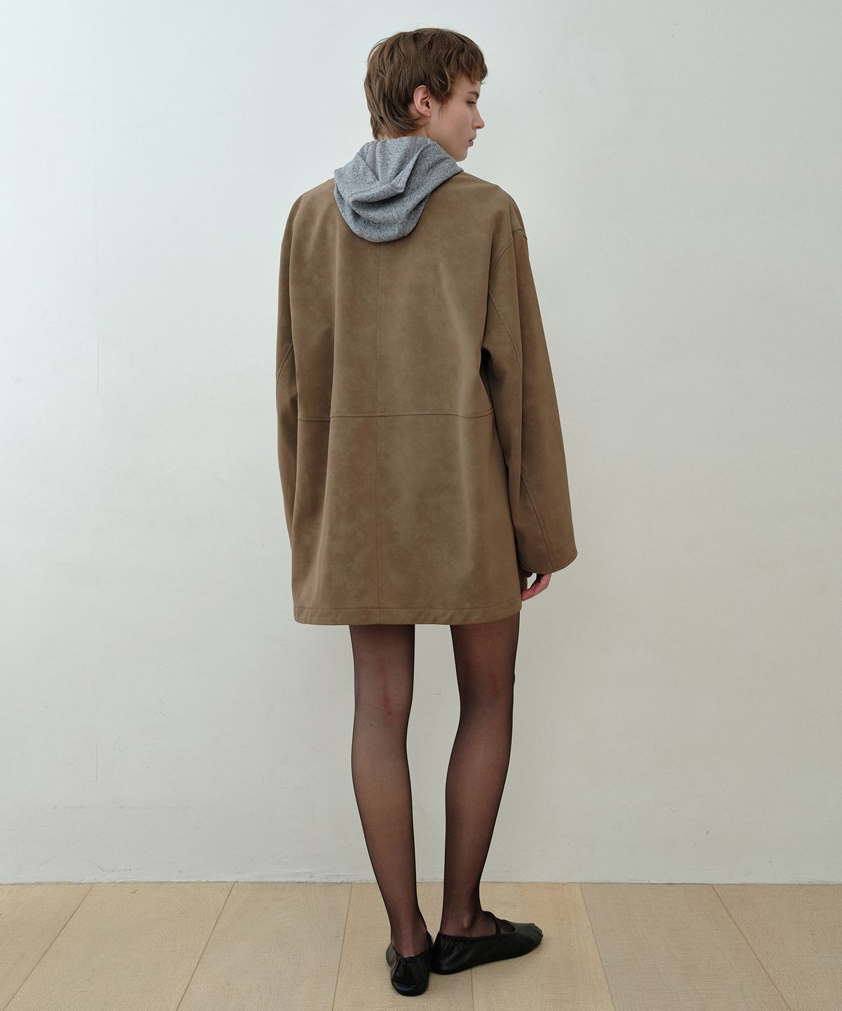시메트릭 퍼센트(SYMMETRICPERCENT) Vintage Faux Leather Jacket / Mocha