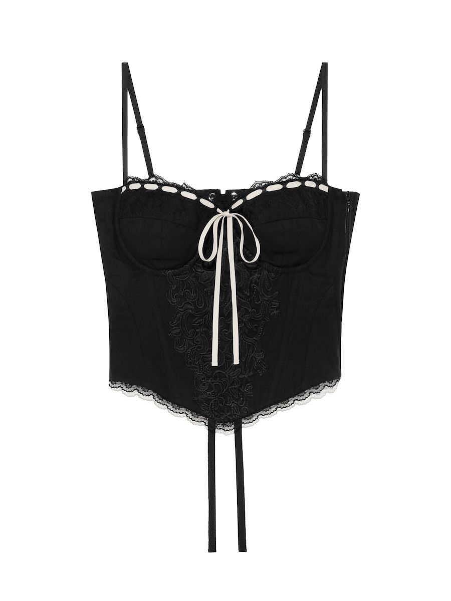 MUSINSA | GLOWNY BLOOMING CORSET TOP (BLACK)