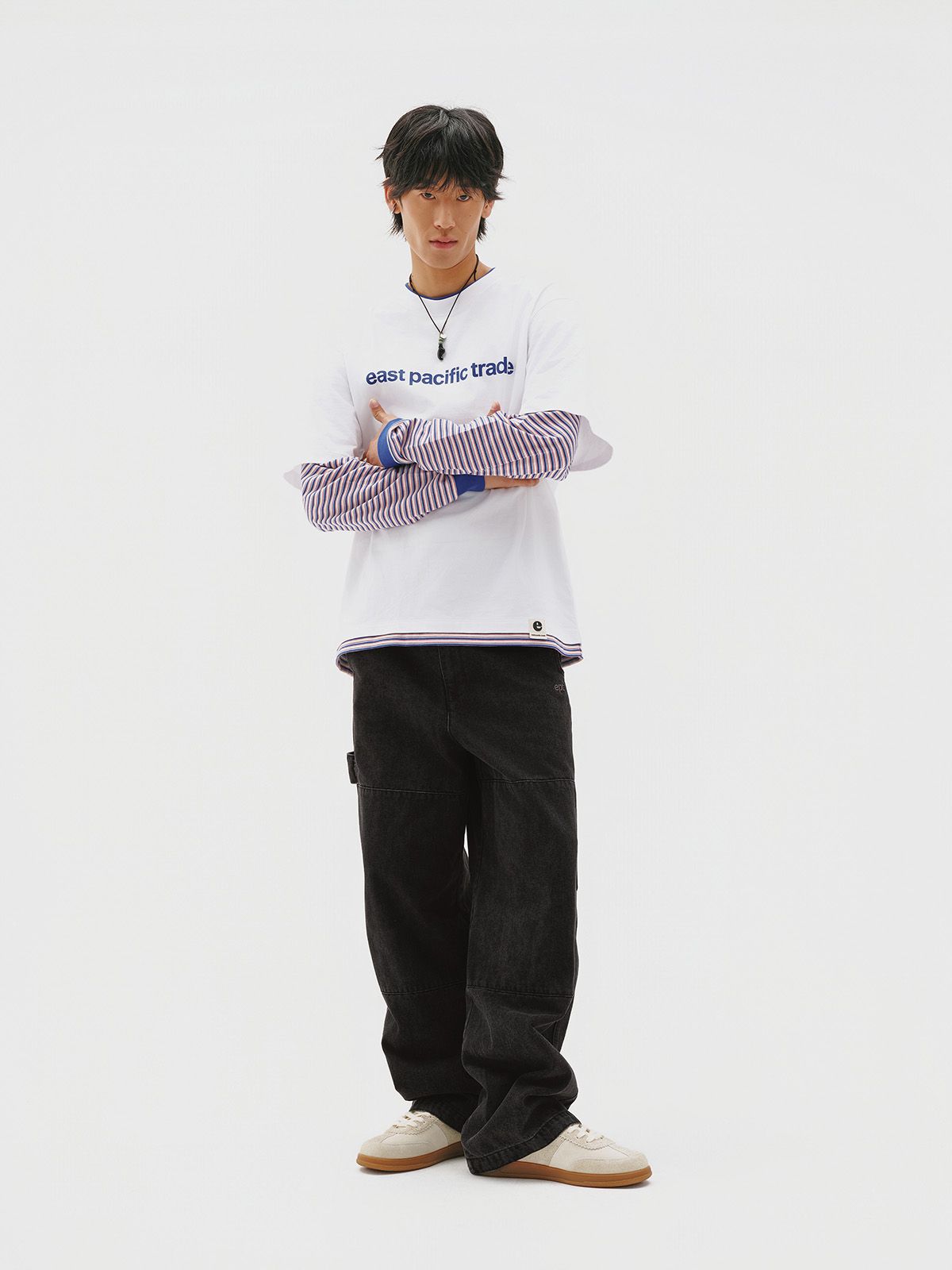 이피티(EPT) STRIPED LAYERED T-SHIRT (WHITE)