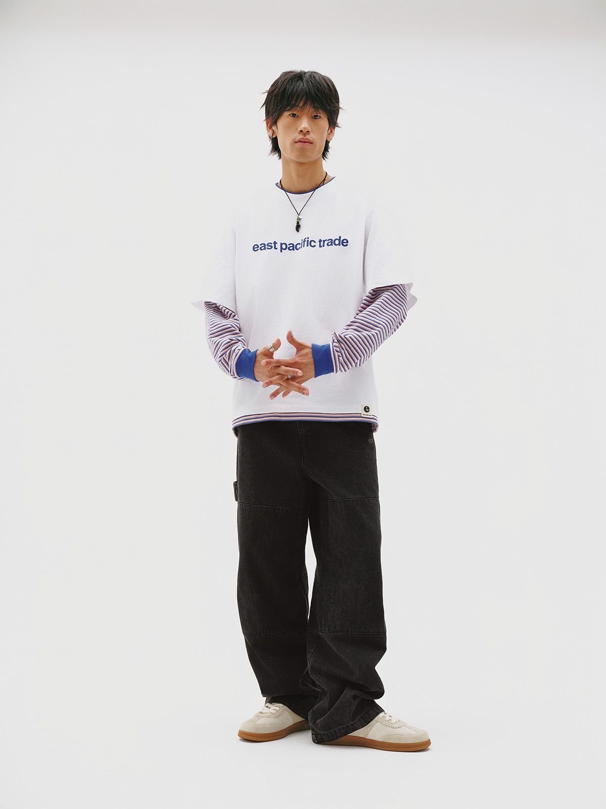 이피티(EPT) STRIPED LAYERED T-SHIRT (WHITE)
