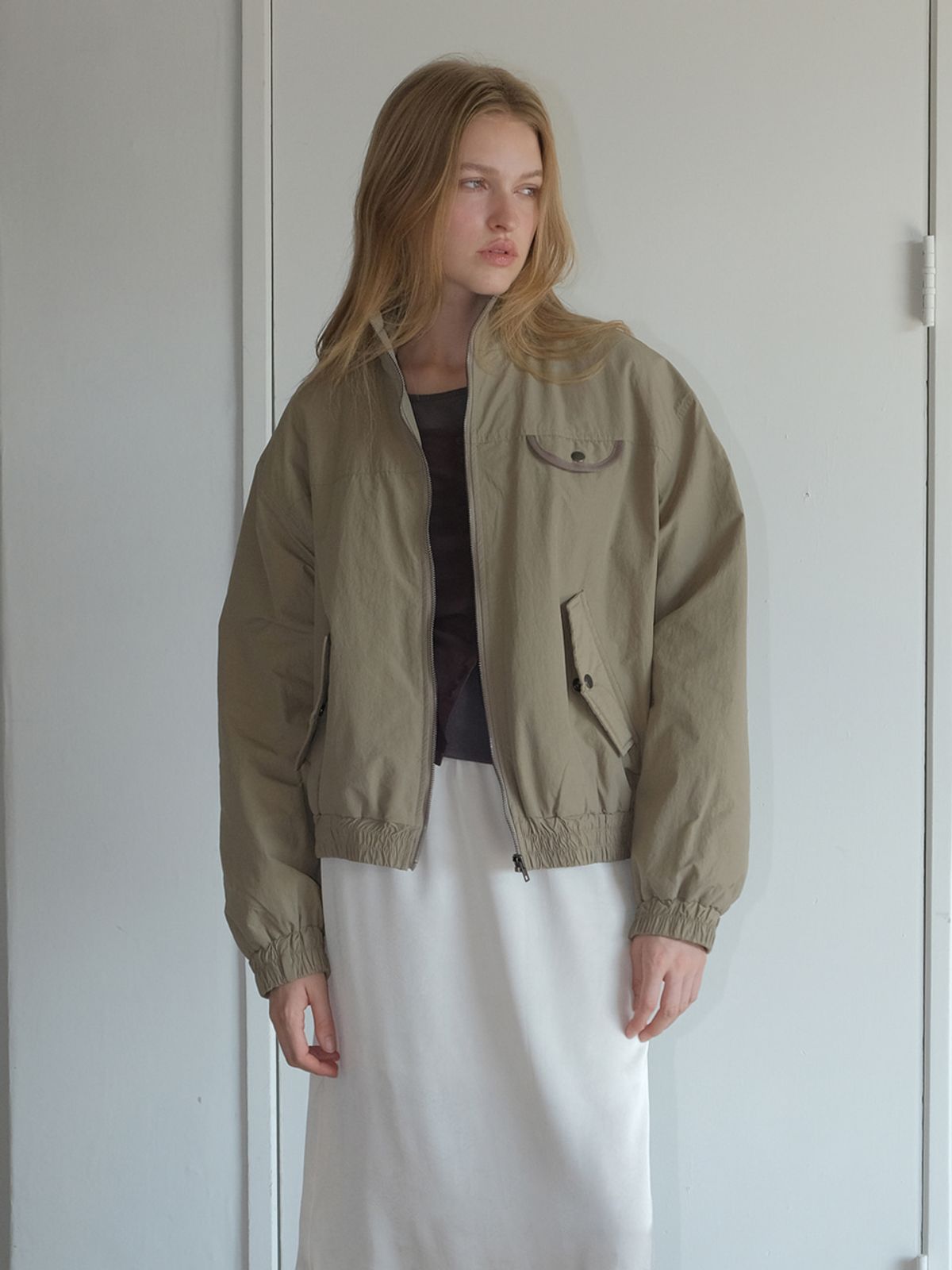 에트몽(ETMON) Pocket Bomber Jacket, Khaki Beige