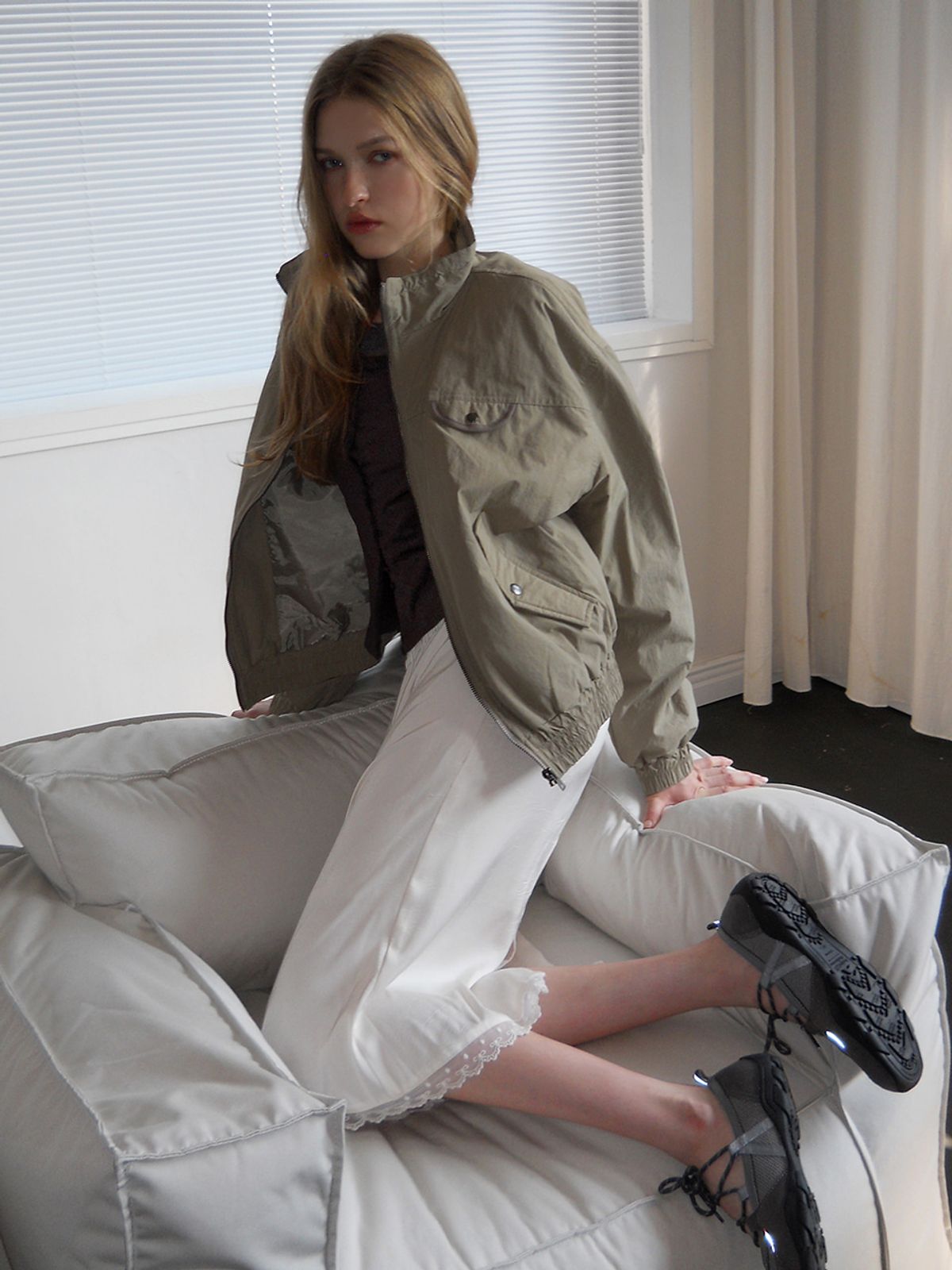 에트몽(ETMON) Pocket Bomber Jacket, Khaki Beige
