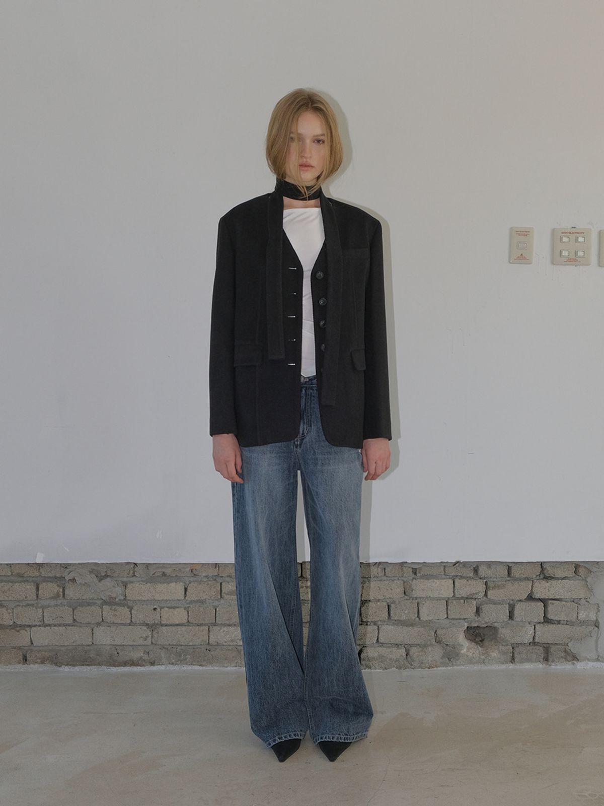 에트몽(ETMON) Straight Denim Pants, Blue