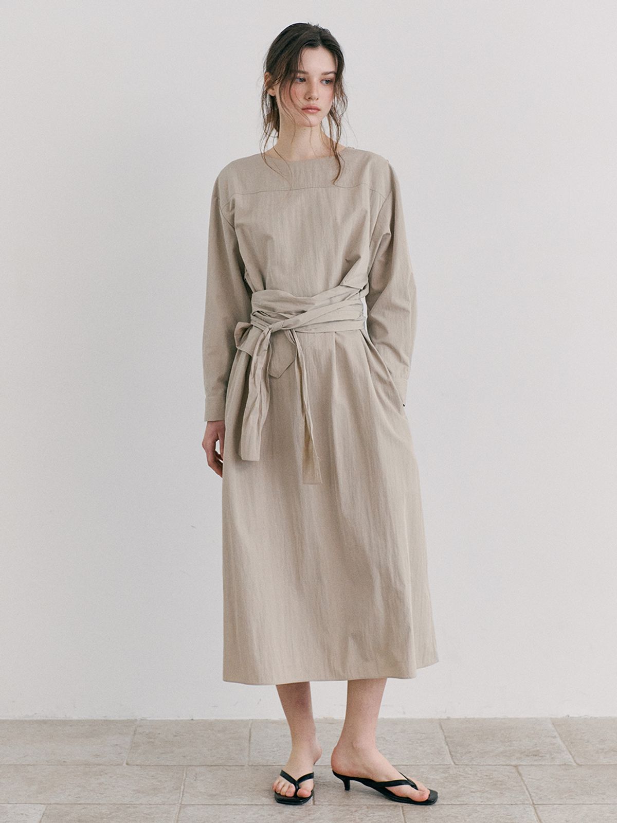 에트몽(ETMON) 2-Way Shoulder Strap Dress, Beige