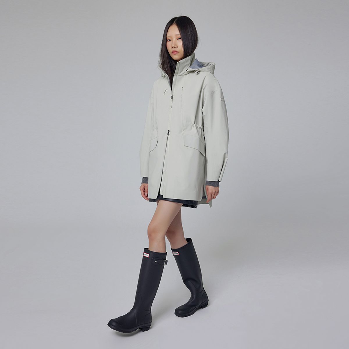헌터(HUNTER) [WOMEN] 롱 기장 3L 웨더 자켓 - 웜그레이 HDW0003AJZWAG