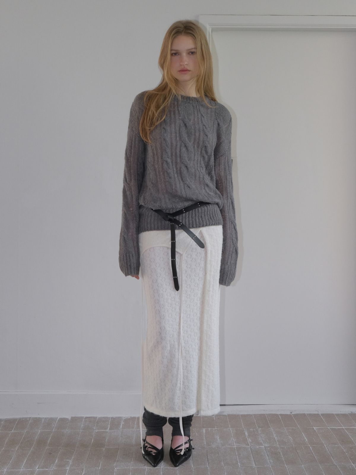 에트몽(ETMON) Hairy Cable Pullover Knit, Charcoal