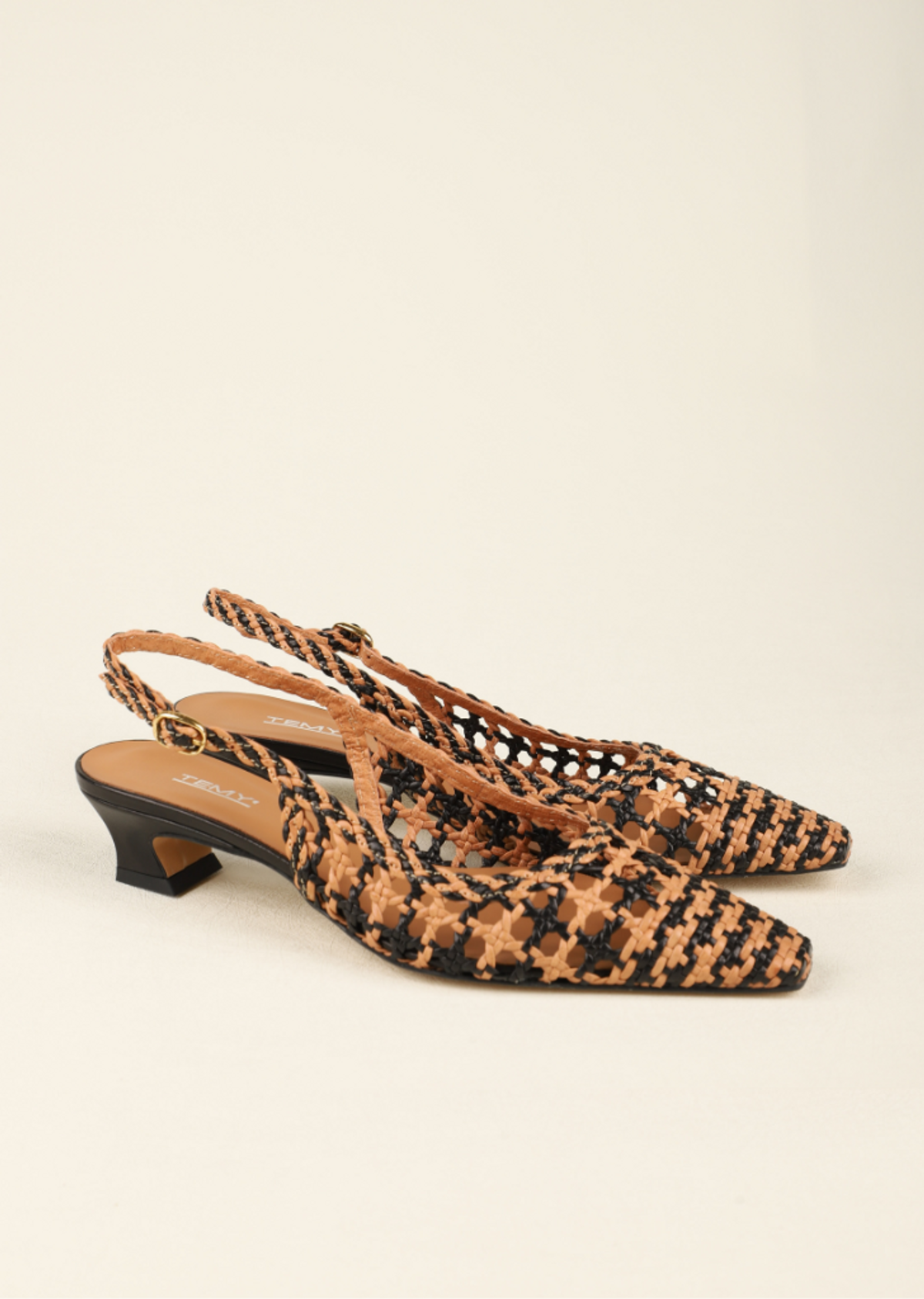 테미칼자투레(TEMY CALZATURE) Tunit celie cuoio Slingback (Black/Brown)