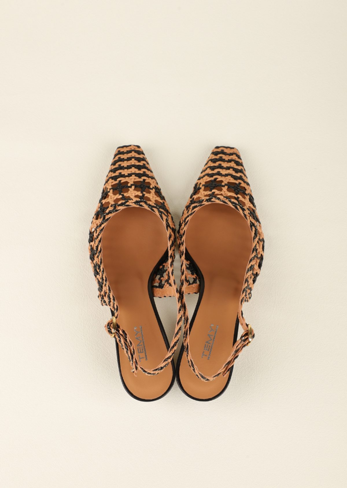 테미칼자투레(TEMY CALZATURE) Tunit celie cuoio Slingback (Black/Brown)