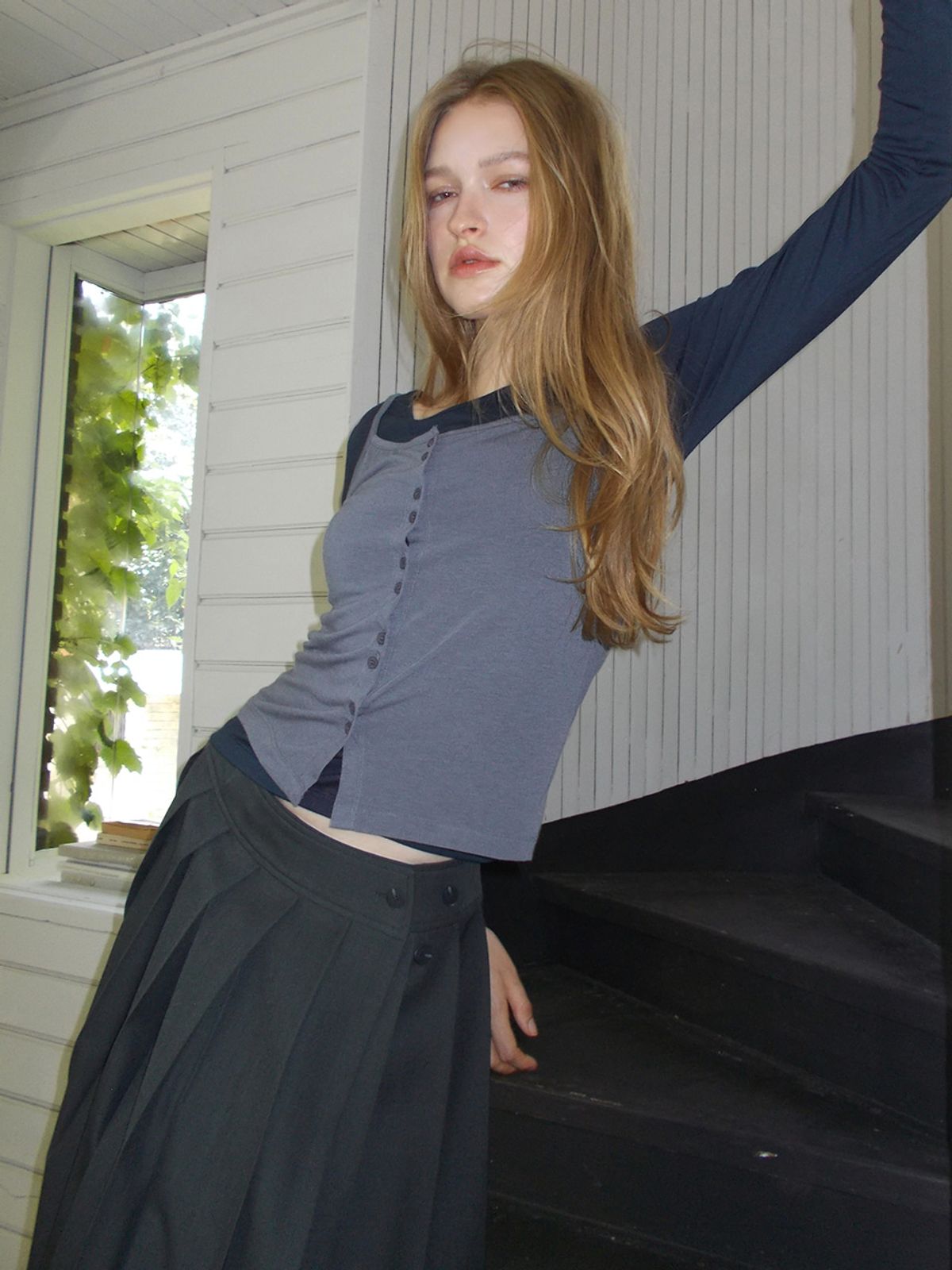 에트몽(ETMON) Multi-Way Pleats Skirt, Charcoal