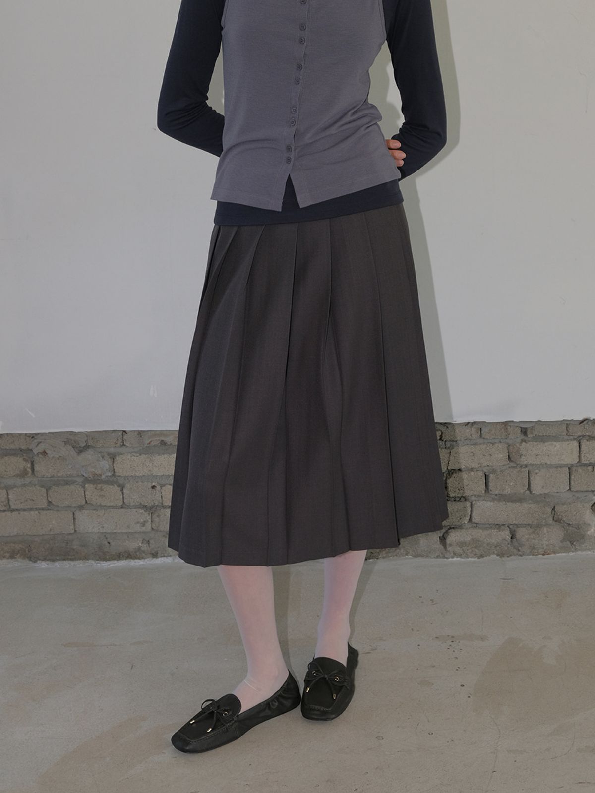 에트몽(ETMON) Multi-Way Pleats Skirt, Charcoal