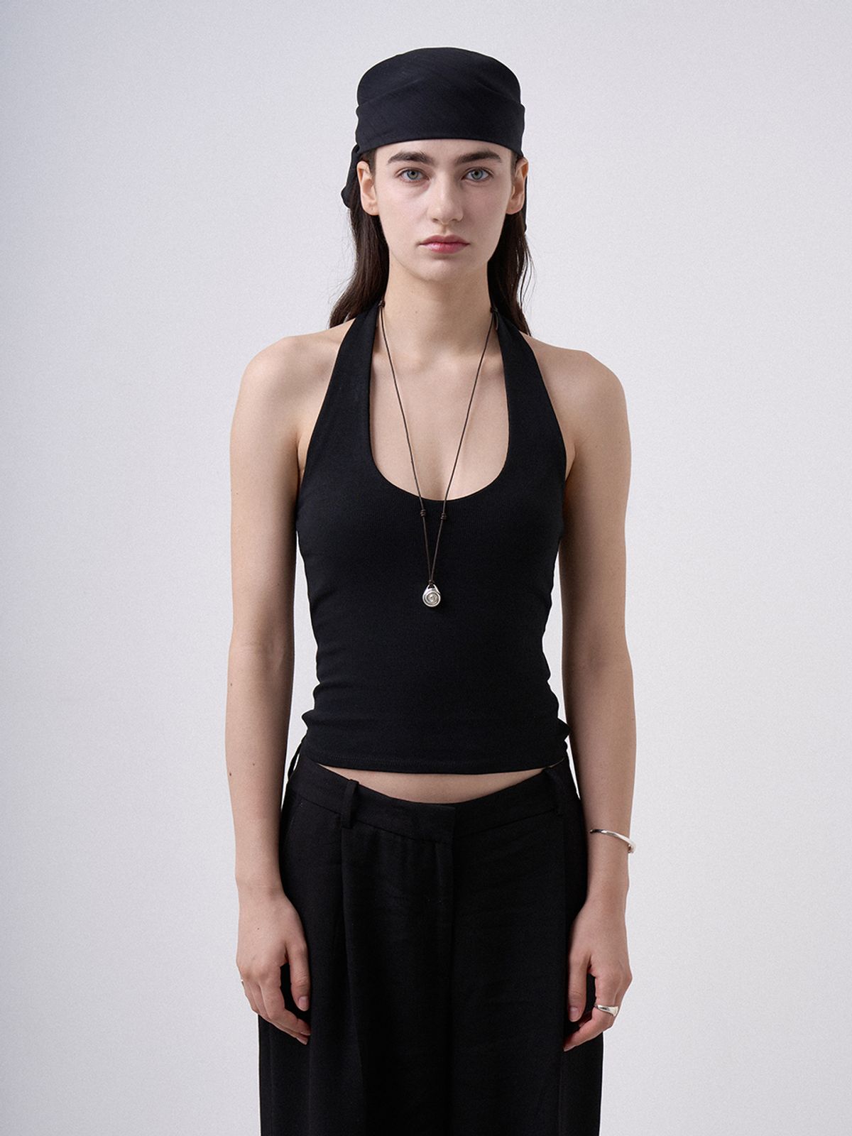 티에르노(TIERNO) N.024/SHELL LEATHER NECKLACE_BROWN