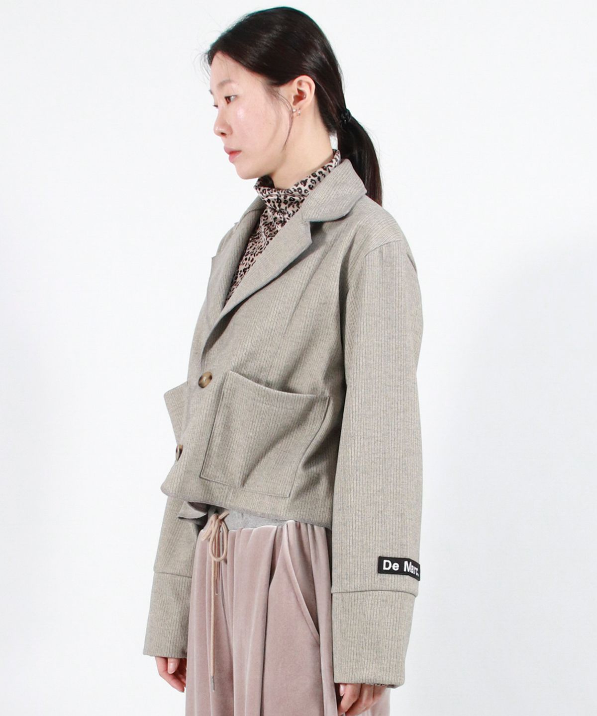 드마크(DEMARC) TAILORED MEDIUM CROP JACKET -  Gray