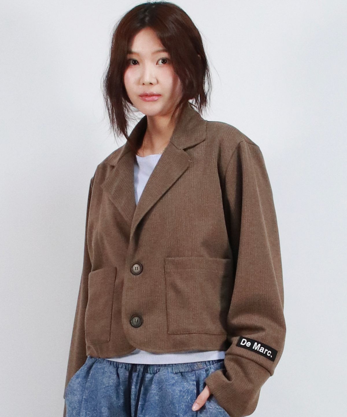 드마크(DEMARC) TAILORED MEDIUM CROP JACKET -  Brown