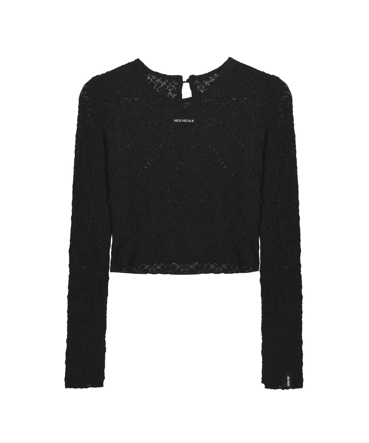 닉앤니콜(NICK&NICOLE) CRINKLE LACE CROP SLIM TOP_BLACK